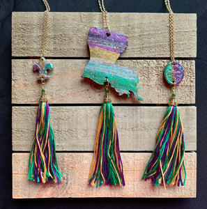 Muddy-Gras Tassel Pendants