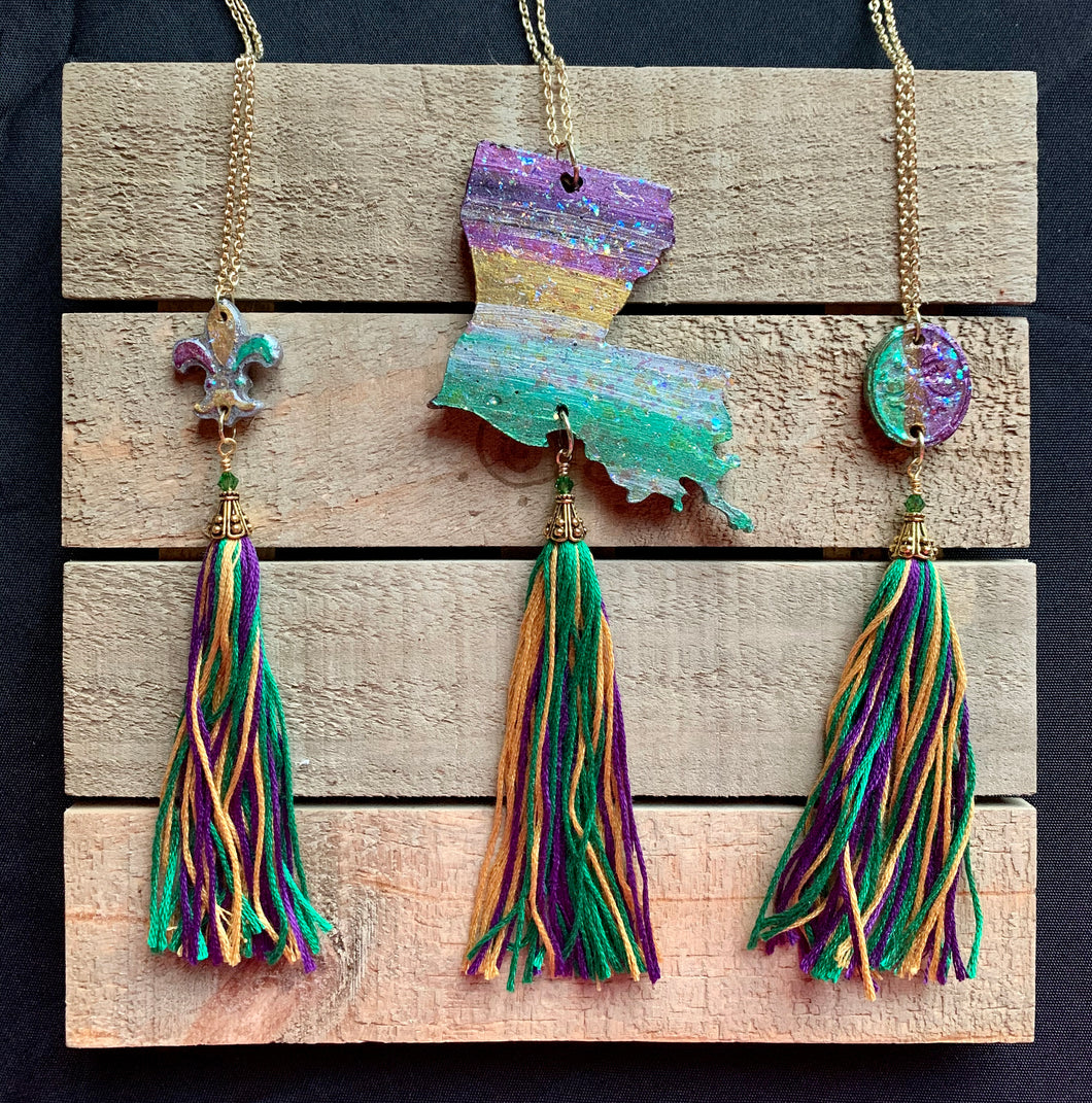 Muddy-Gras Tassel Pendants